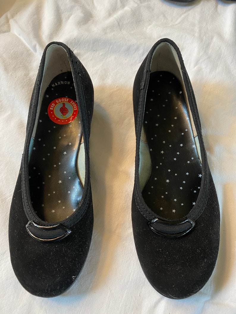 Vintage Girls Red Goose Faux Suede Black Shoes Vintage Girls Red Goose Faux Suede Black Shoes