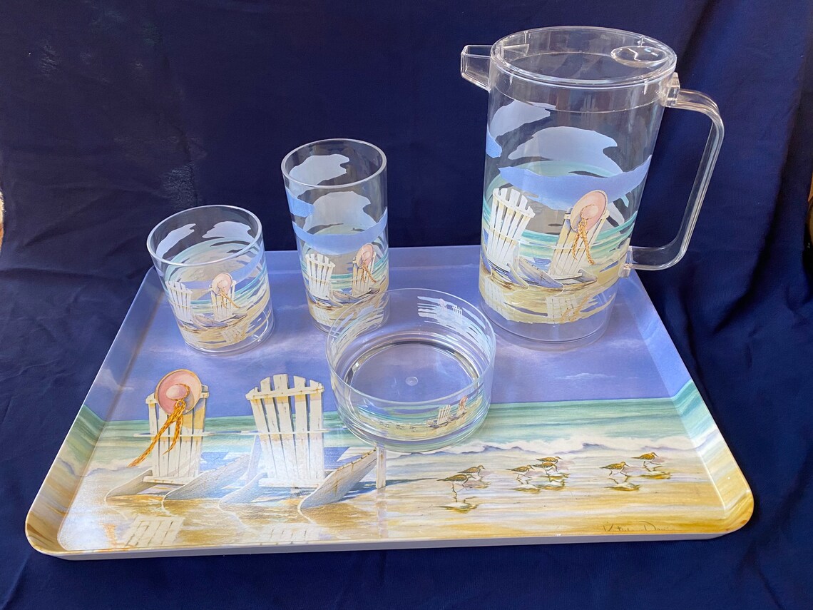 Vintage Serving Tray Pitcher Glasses and Bowls with Etsy