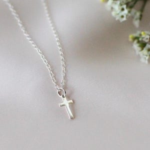 Silver Cross Necklace • Sterling Silver Cross Necklace • Dainty Silver Necklace • Bridesmaid&#39;s Gift • Gift for Her