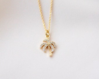 18ct Gold Plated or Silver Palm Tree Necklace - Etsy