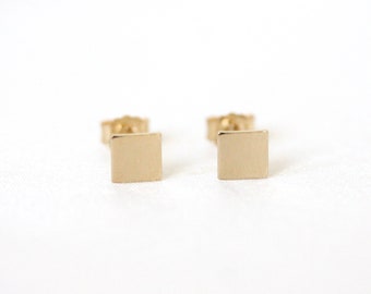 Tiny Square Studs • Gold Square Earrings • Gold Filled Minimalist Studs • Gold Square Earrings • 14k Gold Stud Earrings