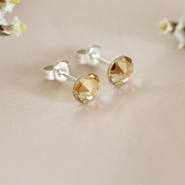 Swarovski Crystal Earring Studs - Champagne Swarovski Crystal Earrings - Swarovski Crystal Studs
