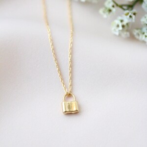 Gold Lock Necklace • Layering Necklace • Minimalist Jewelry • Gold Filled Necklace • Dainty Gold Necklace • Bridesmaid Gift • Gift for Her