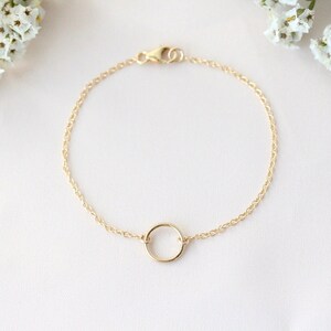 Gold Open Circle Bracelet • Gold Filled Circle Bracelet • Dainty Gold Bracelet • Bridesmaid&#39;s Gift • Gift for Her