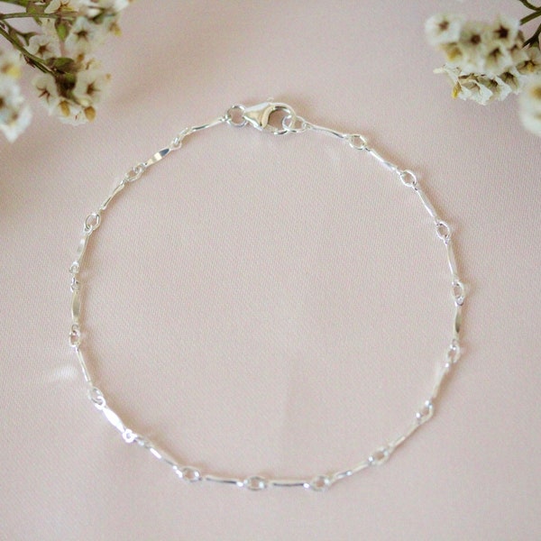 Sterling Silver Marquise Bracelet • Dainty Bracelet • Thin Chain Bracelet • Layering Bracelet • Bridesmaid Gifts • Sterling Silver Bracelet