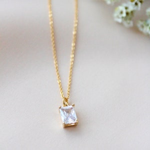 Gold Rectangle Necklace - Gold Plated Necklace - Rectangle Pendant Necklace - Gold Rectangle Pendant Necklace