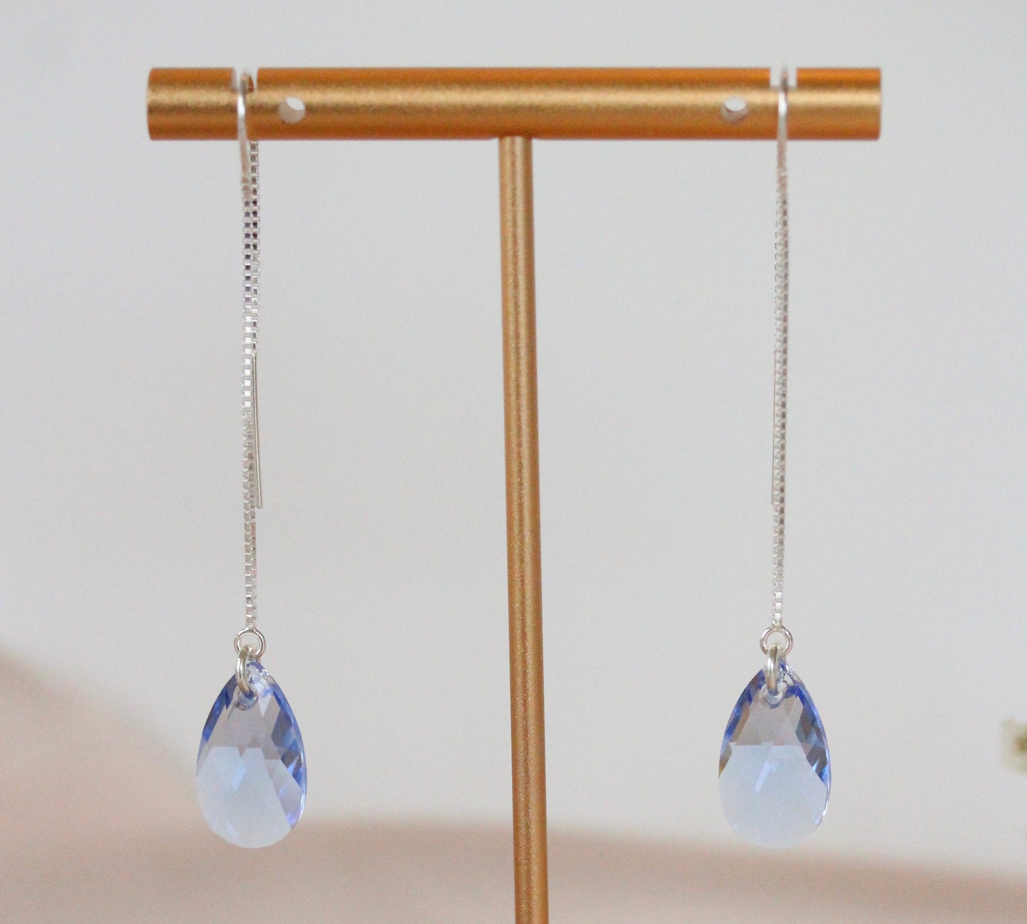 Light Blue Crystal Dangle Earrings