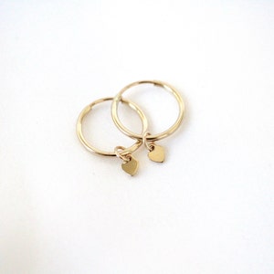 Gold Filled Heart Hoop Earrings - Gold Filled Endless Hoops - Tiny Endless Hoops - Heart Hoops