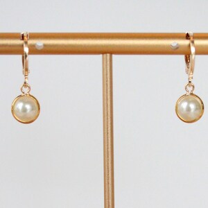 Minimalist Gold Pearl Huggie Hoop Earrings - Gold Plated