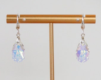 Swarovski Crystal Earrings - Pendant Earrings - Swarovski Crystal Pendant Earrings - Elegant Earrings - Sterling Silver - Bridal Earrings
