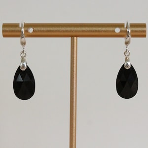Sterling Silber Jet Black Swarovski Kristall Anhänger Ohrringe