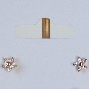 Flower Stud Earrings - Gold Star Earrings - Stud Earrings - Gold Plated Cubic Zirconia