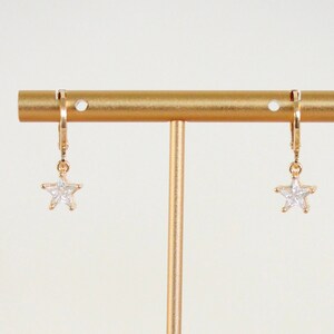 Minimalist Gold Star Huggie Hoop Earrings - Gold Plated Cubic Zirconia - Star Earrings - Gold Earrings - Huggie Earrings