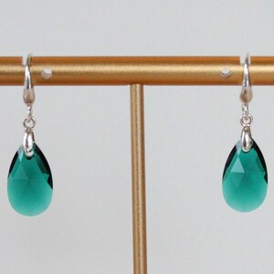 Sterling Silver Emerald Swarovski Crystal Pendant Earrings