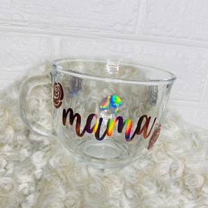 Chic mama monochromatic with roses glass coffee cup