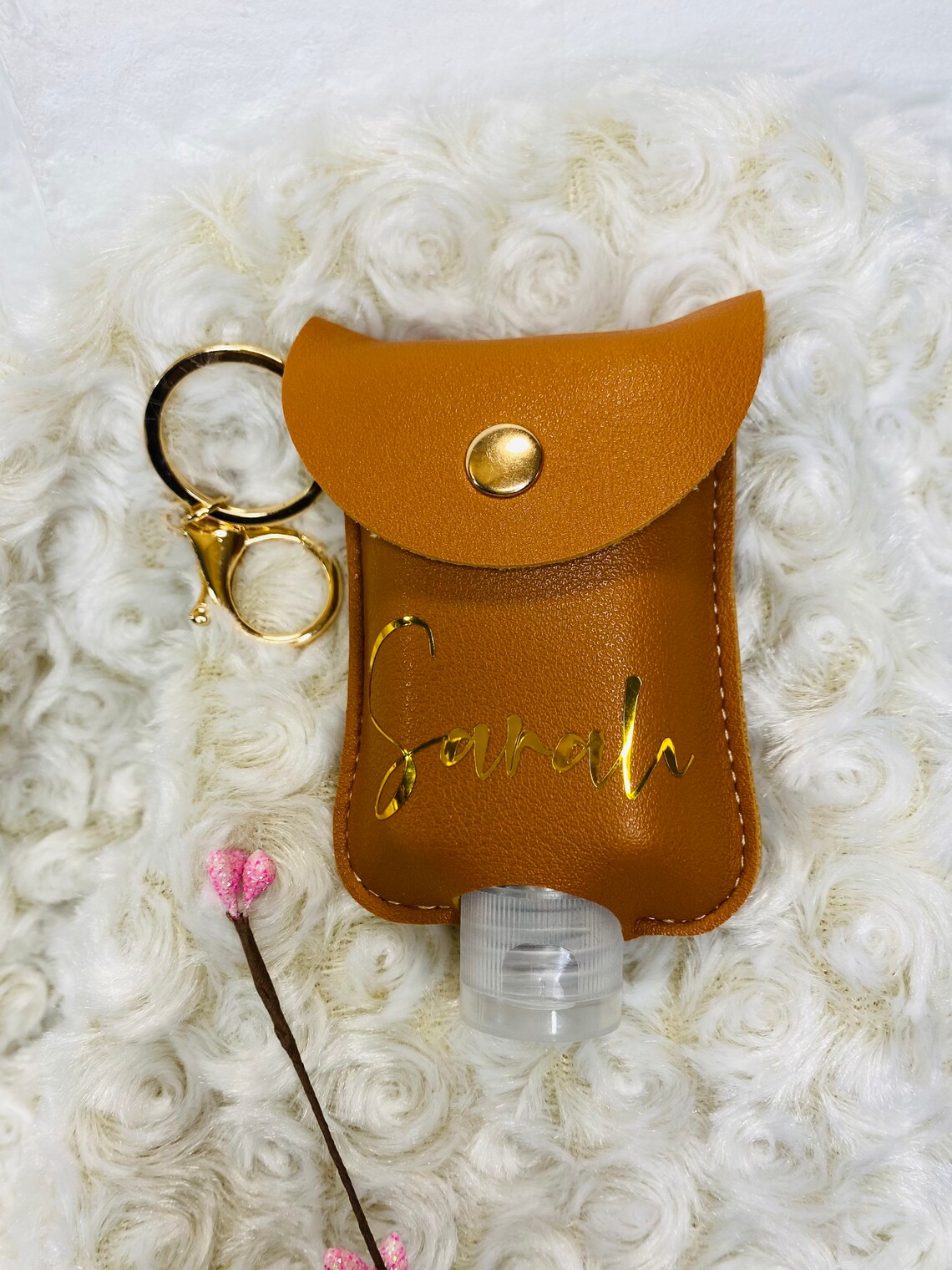 Personalized Faux Leather Hand Sanitizer Holder | Etsy