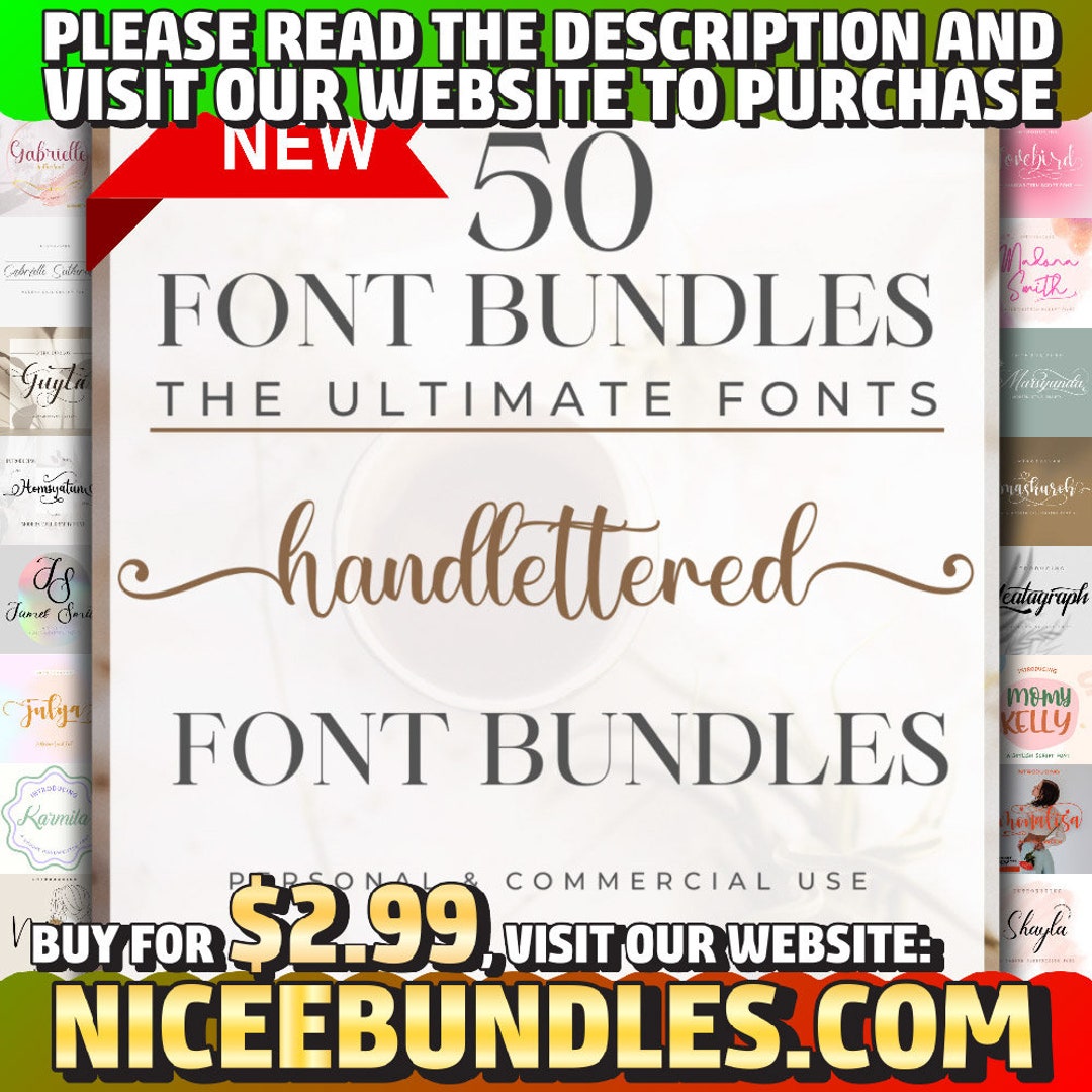 The Ultimate 50 Handwritten Fonts Font Bundle, Heart Font, Cricut ...