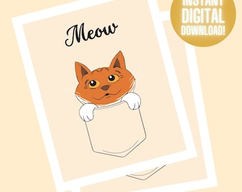 Cute Kitten Wall Art, Cat Gift for Cat Lovers, Cat Home Decor, Printable Cat Poster, Funny Cat Gifts, Wall Art for Bedroom, Cat Office Decor