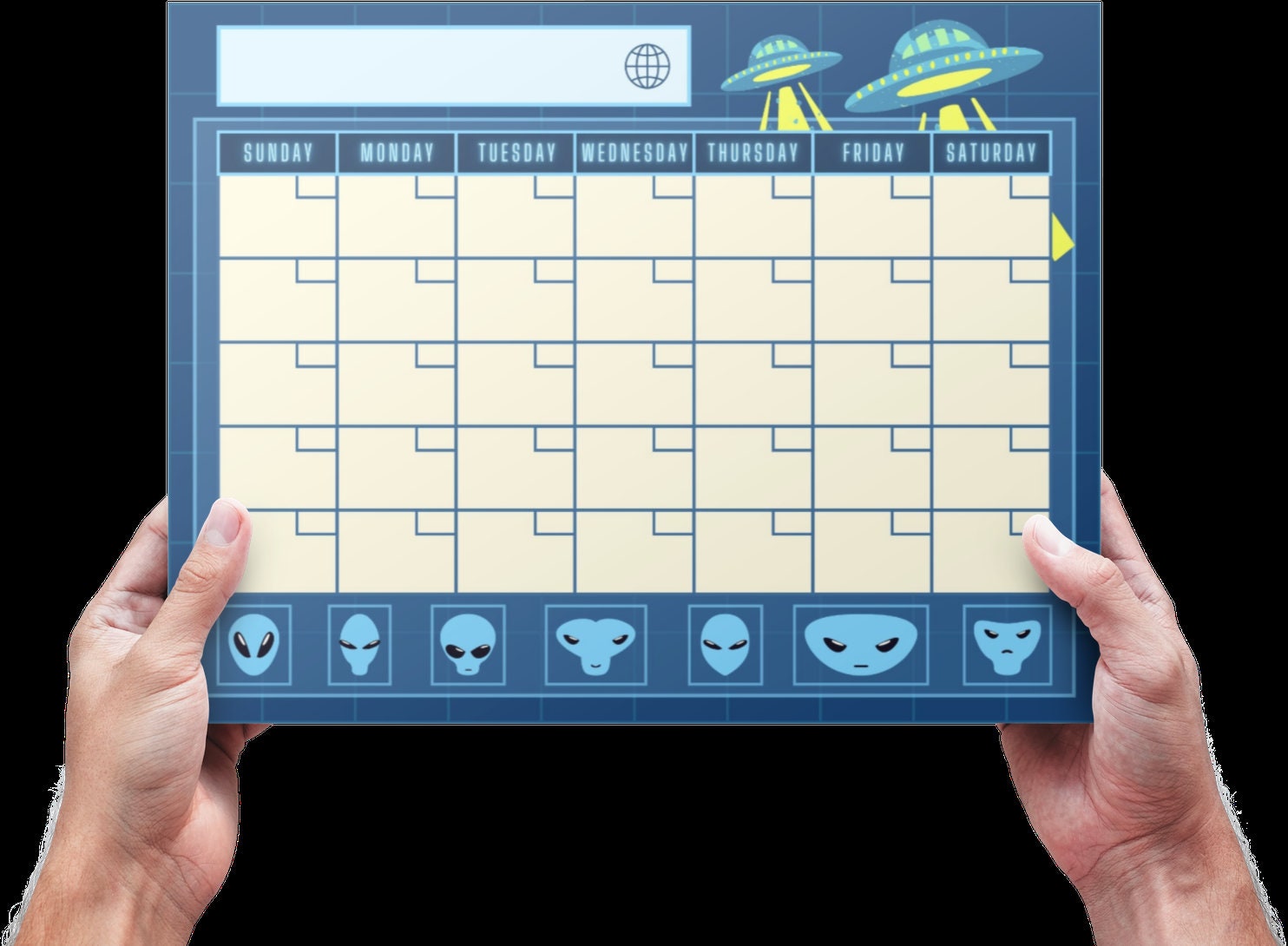 Alien UFO Monthly Calendar Printable, Downloadable Planner, Space ...