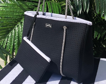Beach/Tote bag Neoprene Black handbag