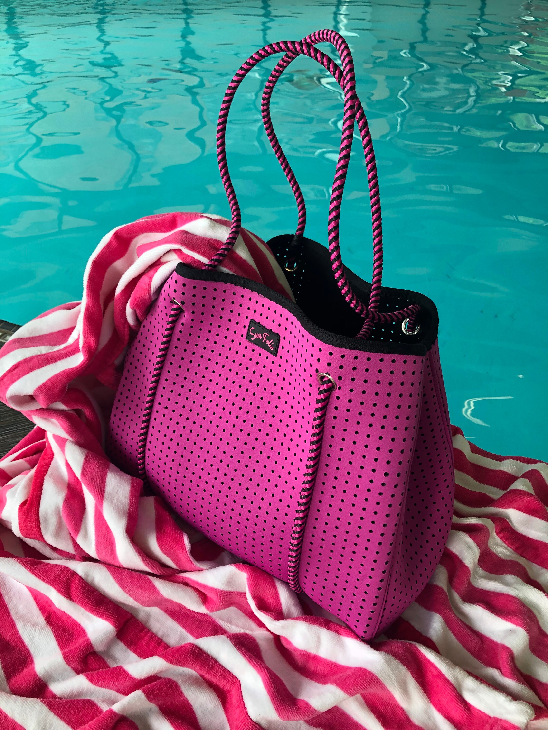 Beach Tote bag Neoprene Pink handbag Etsy