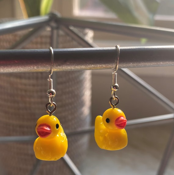 Mini Rubber Duck Earrings Yellow