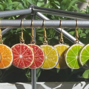 Citrus Fruit Earrings approx .90 inches hypoallergenic