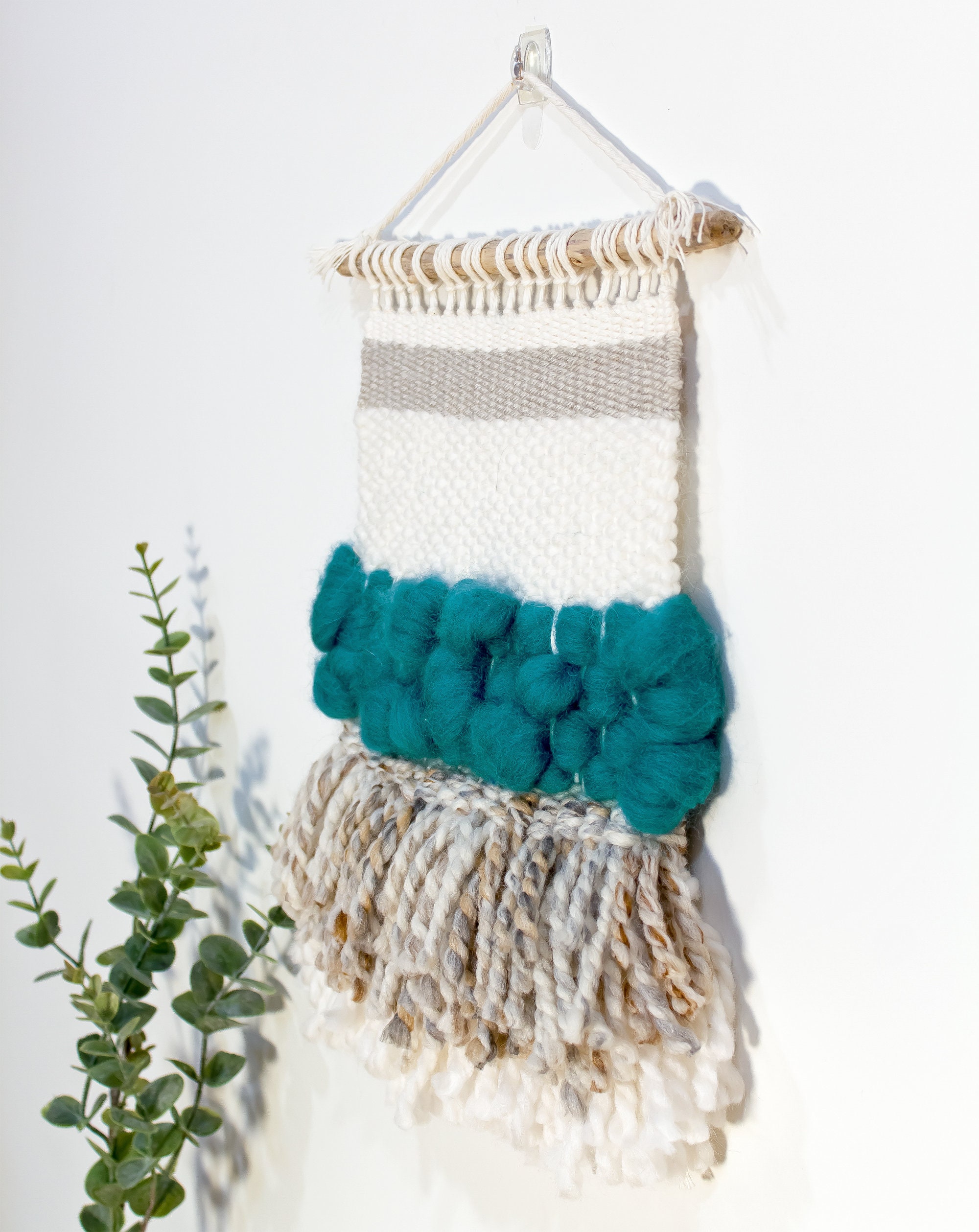 Picture of Woven Wall Hanging Woven Texture Wall Decor Teal Wall Art Tapestry Wall ...