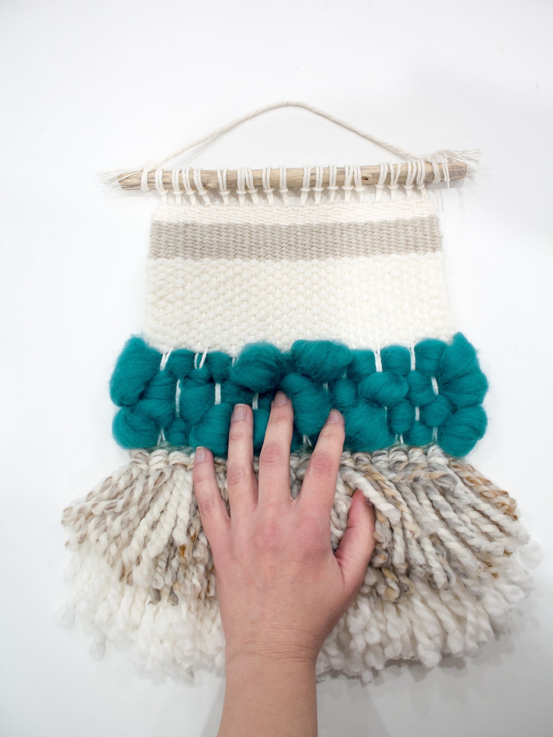 Woven Wall Hanging Woven Texture Wall Decor Teal Wall Art Tapestry Wall ...