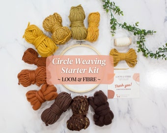 Circle Weaving Kit - Round Weaving Starter Kit - Beginner Weaving Kit - 8 Inch Circular Loom Kit - Arts and Crafts - Copper, Gold, Brown