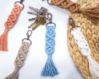 Macrame Keychain | Handmade Keychains | Boho Keychain | Macrame Key Fob | Gifts | Color Options | MADE TO ORDER