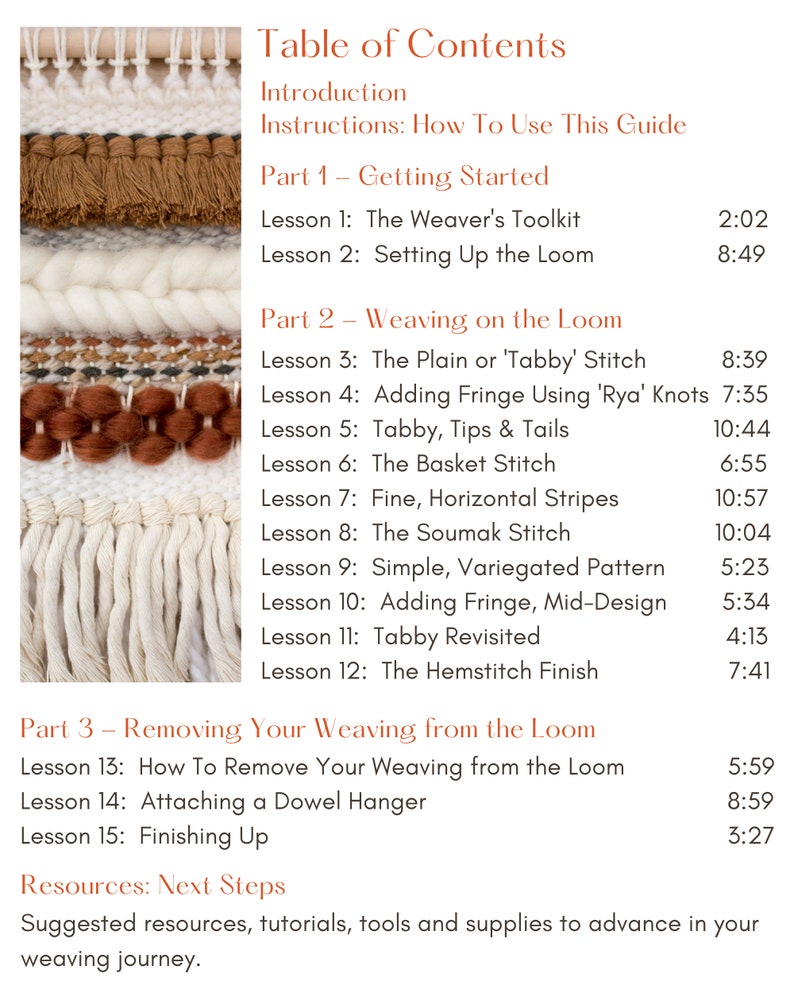 Weaving Basics Video Course Learn How To Weave Beginner Weaving eBook Online Weaving Videos image 2