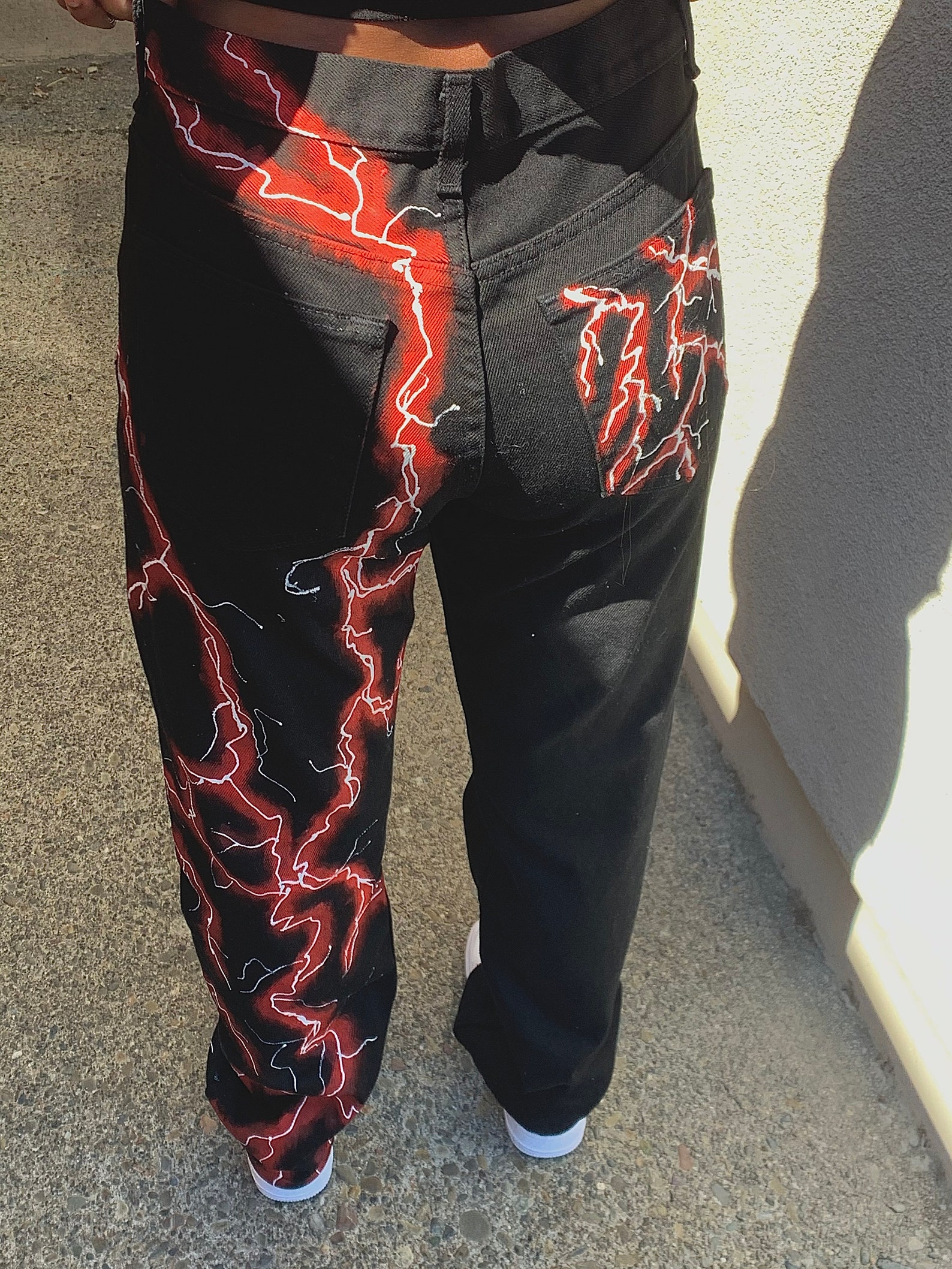 black and purple lightning pants