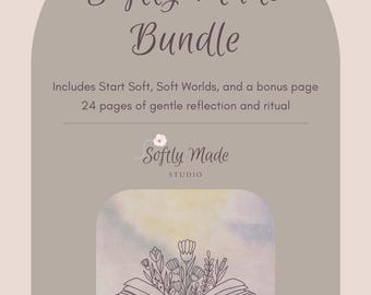 Lot délicatement confectionné | Trousse de journalisation douce de 26 pages | PDF numérique d'autoréflexion avec rituels, invites et page saisonnière en prime