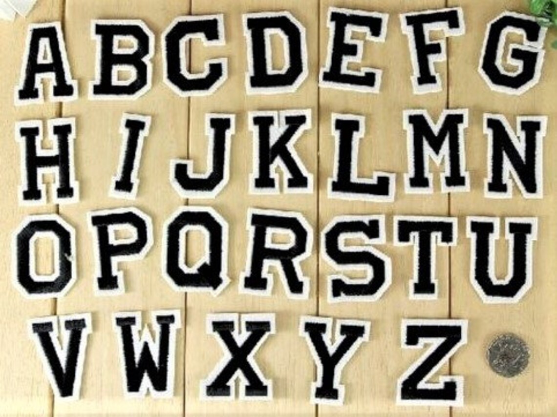 Iron on letters Black And White Custom Design Patches | Etsy