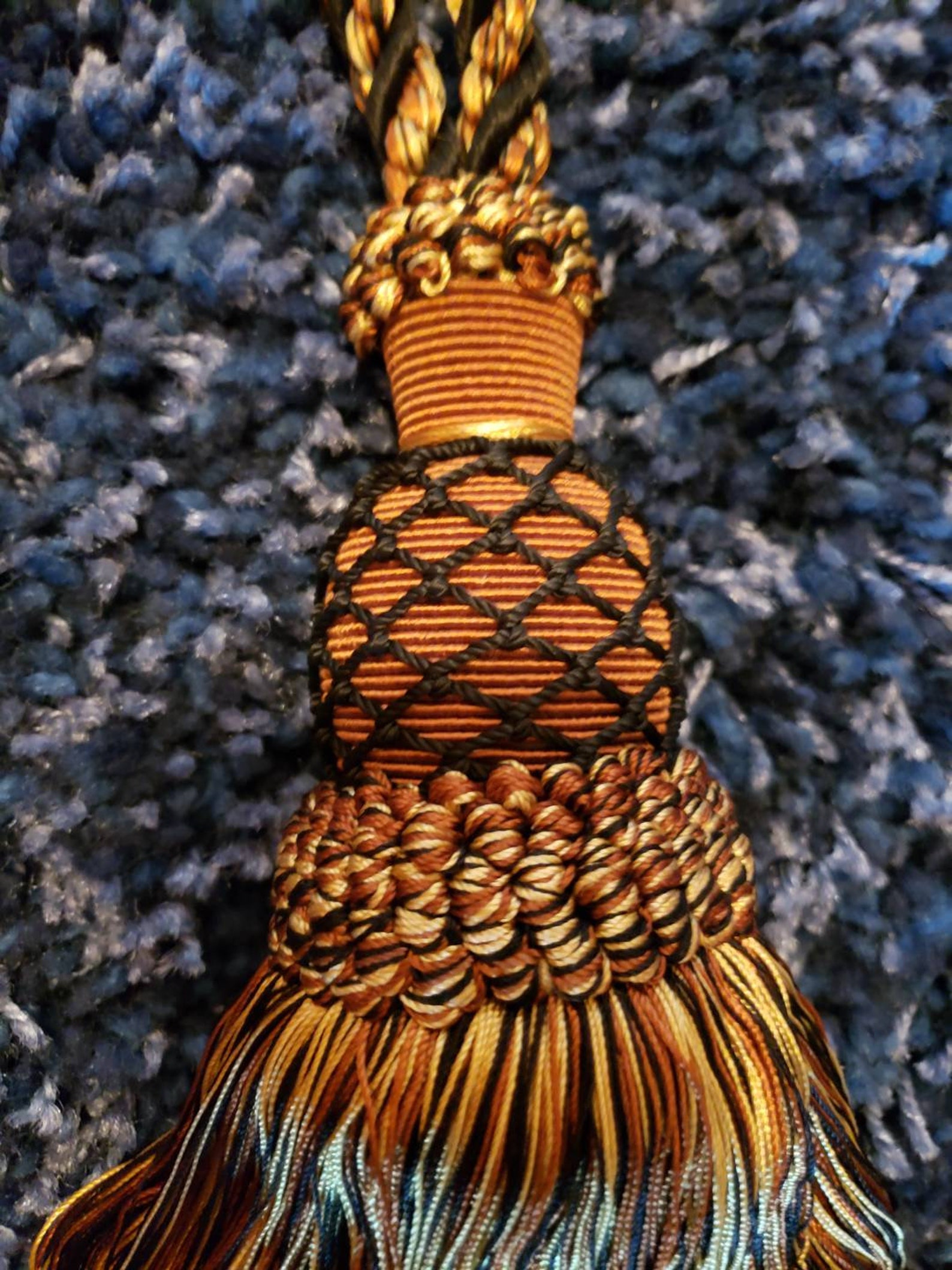 Huge 11 Long Decorative Tassel Tieback Gold Black Etsy