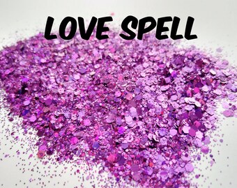 LOVE SPELL- Chunky Glitter Mix, Polyester Glitter, Solvent Resistant,