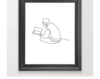 Man reading Quran Digital Print | Instant Downlaod