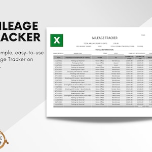 Mileage Tracker | Instant Excel and PDF Download | Small Business Tracker | Transaction Organizer | Business Tax Prep