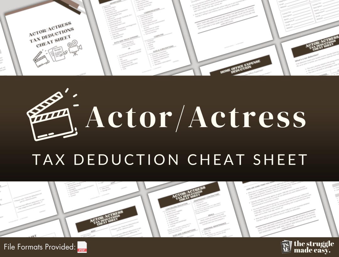 Actor & Actress Tax Deductions List | Performer Write-offs PDF ...