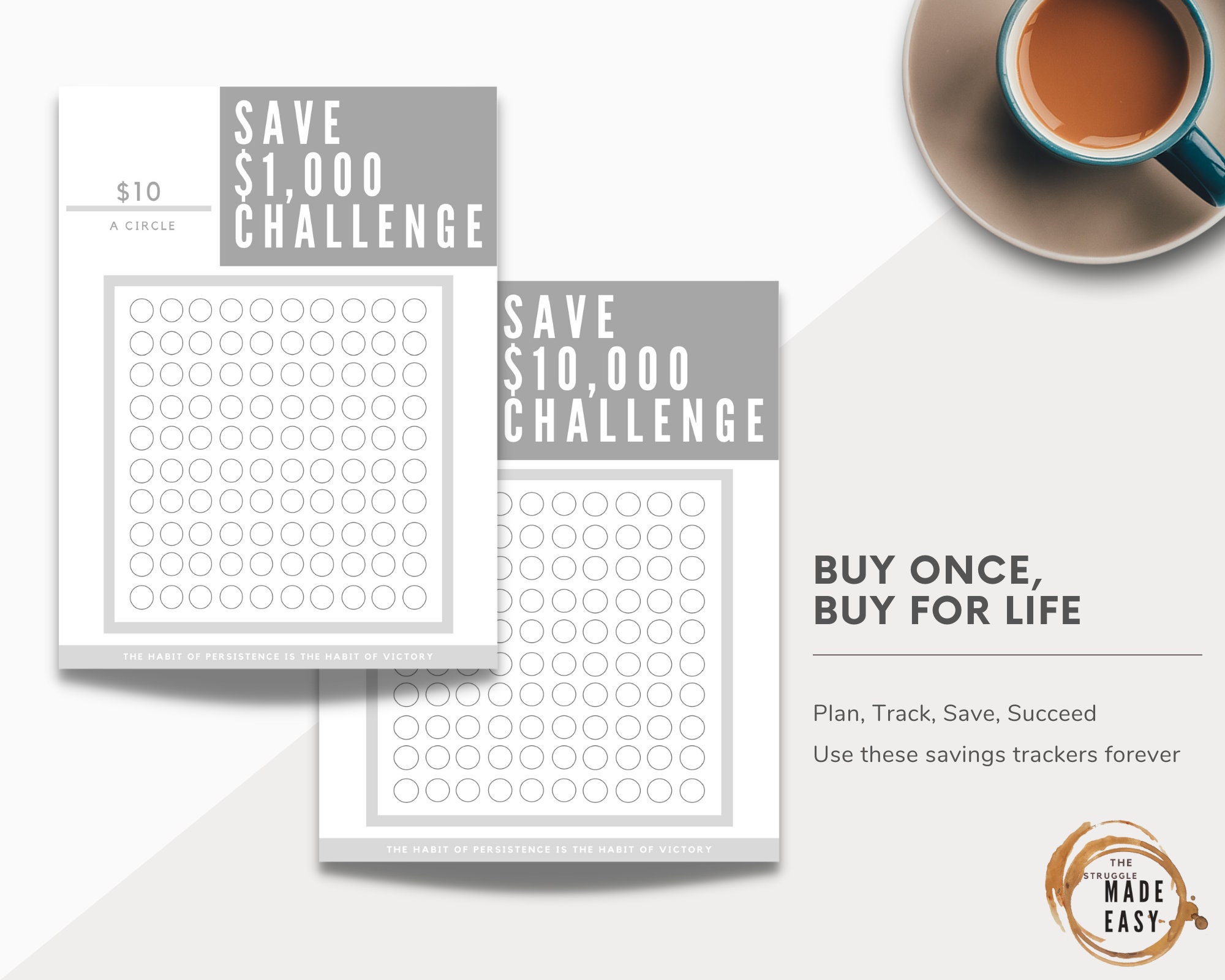 Goal Savings Tracking Printables Color-in Worksheets Financial Planners ...