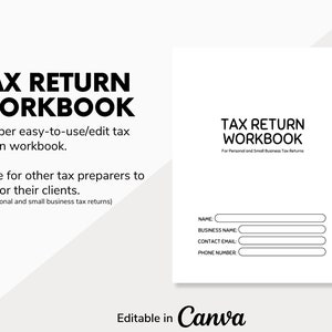 Tax Return Workbook Editable, Tax Organizer, Tax Professionals, Tax Preparer, Forms for Taxes, Small Business Tax, Income Tax, Tax Deduction