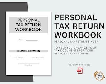Personal Tax Return Workbook: Tax Prep Checklist (Digital Download)