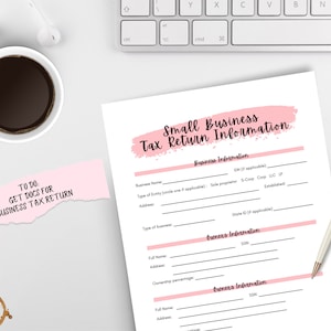 Small Business Tax Return Workbook in Pink | Minimalistic | PDF Instant Download | Home-Based Business | Tax Prep Checklist |