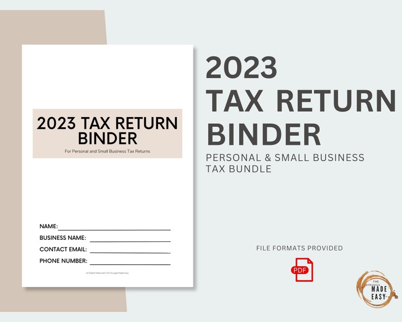 2023 Tax Return Binder Personal Small Business Tax PDF Download Tax
