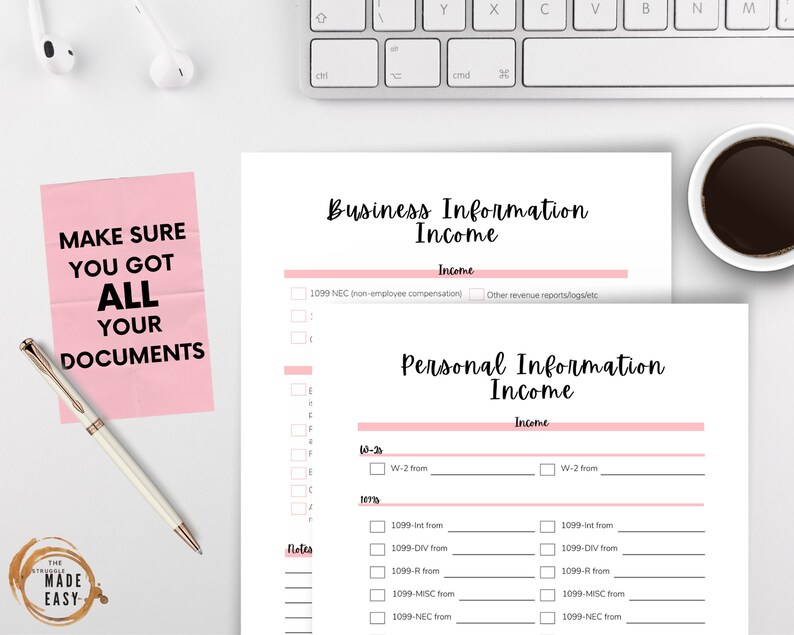 2022 Tax Return Organizer Binder Individual AND Small Business Tax PDF