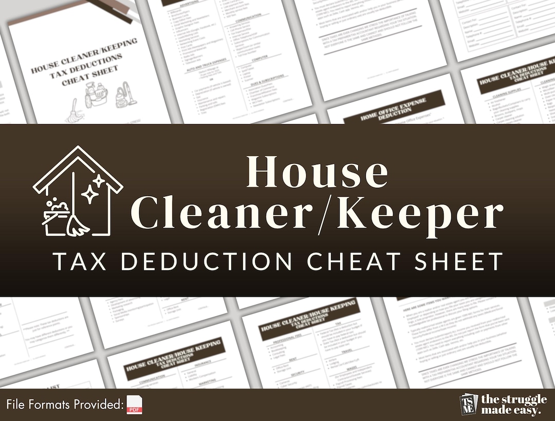 House Cleaner Tax Deductions List Housekeeping Write-offs PDF Self