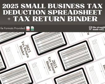 2025 Tax Kit for Personal and Small Business Tax Binder and Excel Spreadsheet Tax Deductions Self-Employed Tracker Tax Prep Expense Tracker