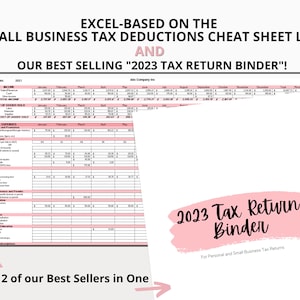 2023 Tax Return Binder in Pink + Excel, Individual AND Business Tax, Tax Write Offs List, Side Hustle Tax Deductions, Small Business