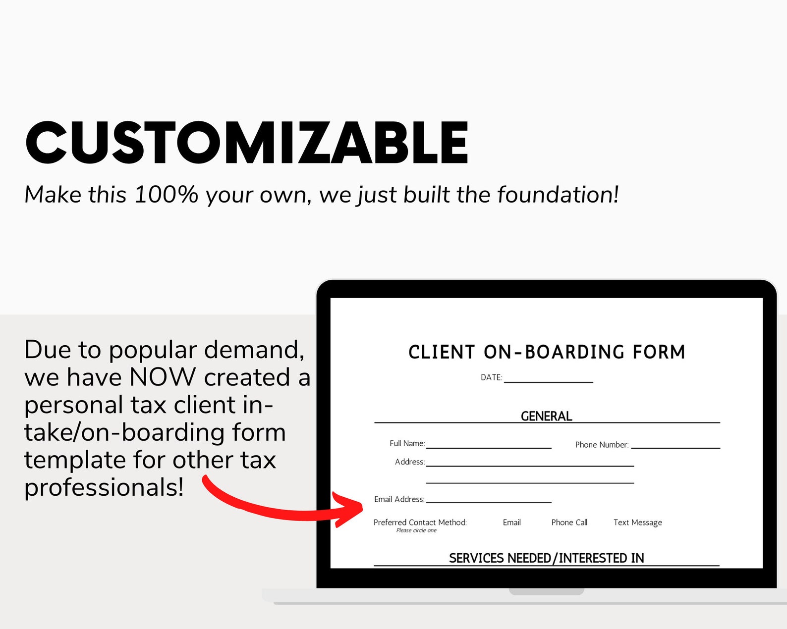 Client Intake Onboarding Form Editable Tax Organizer New Potential